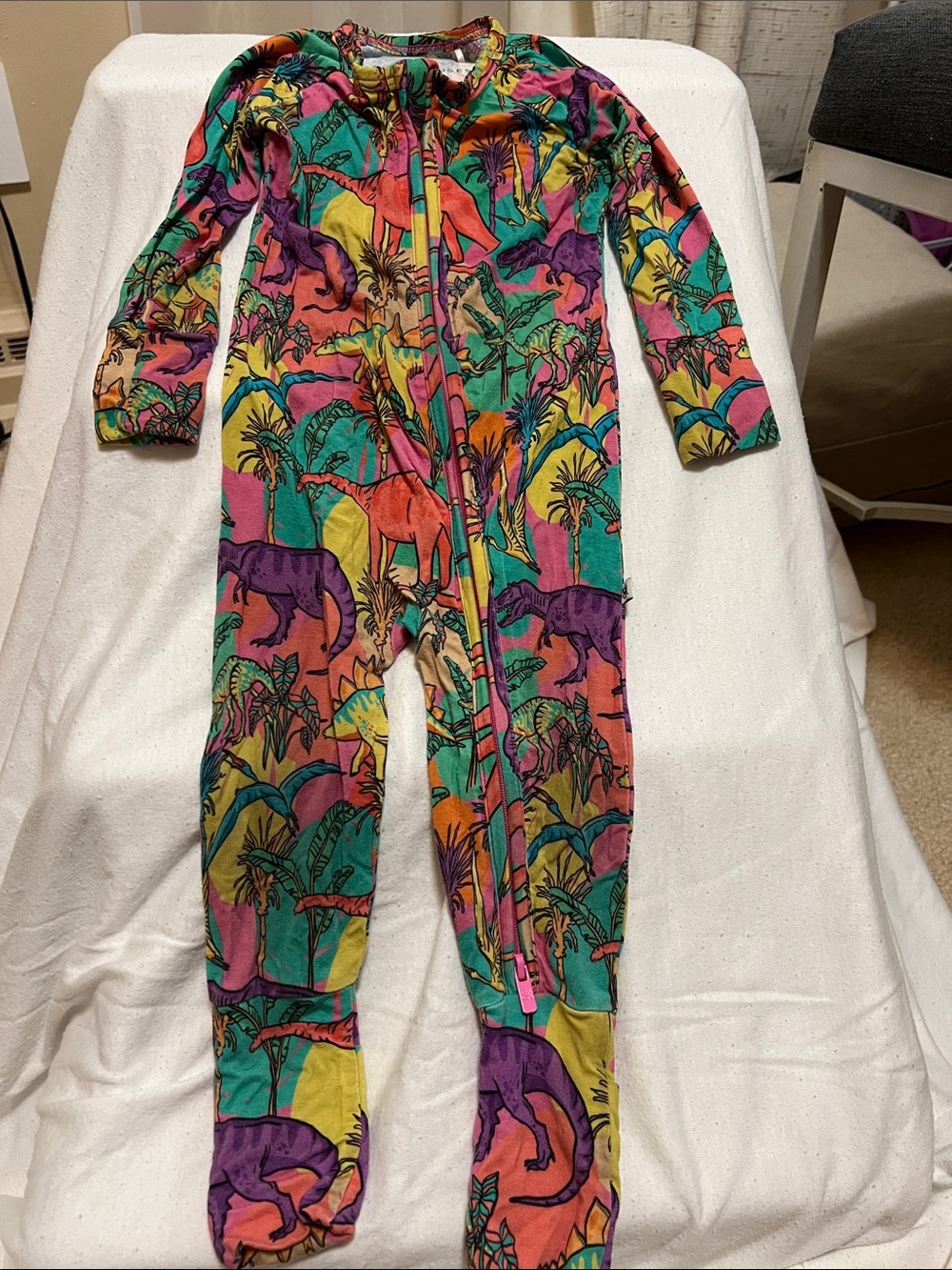 Bums & Roses Dinosaur Bamboo Zip Sleeper 9–12 Months EUC
